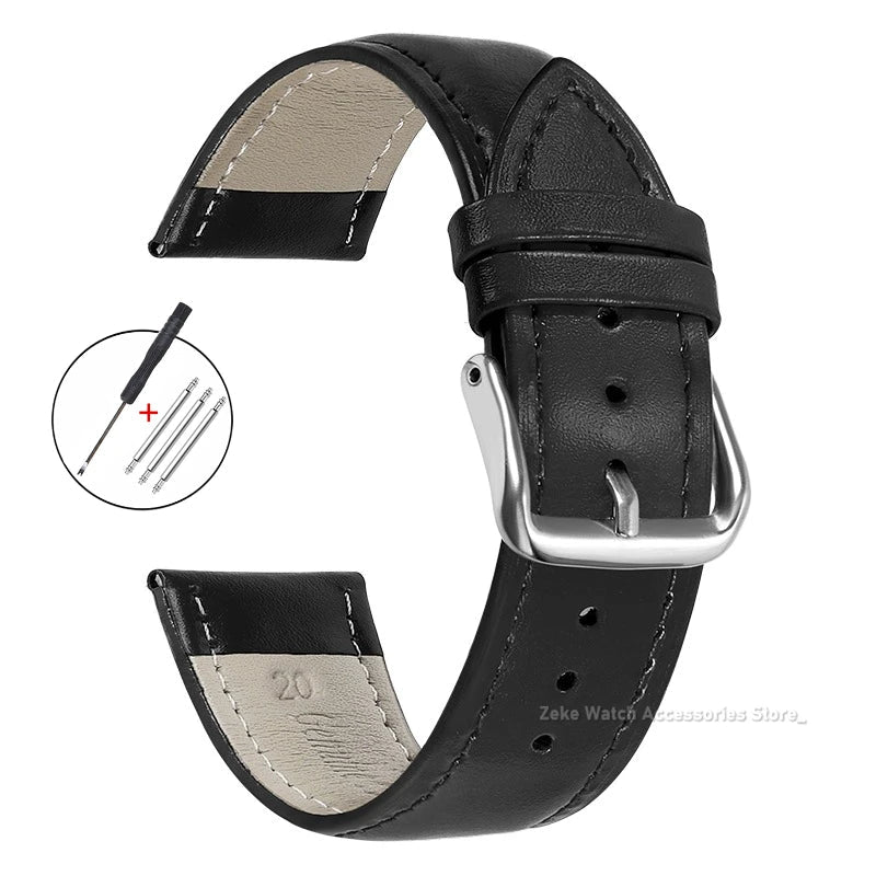 Garmin Slim Calfskin Band in Black with Silver Buckle