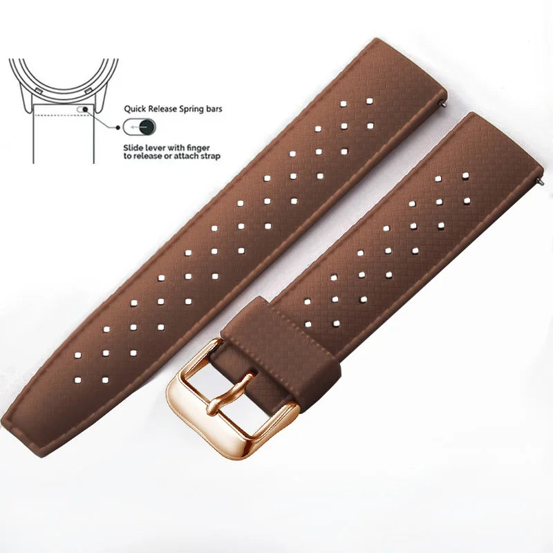 Tropic Silicone Band for Polar – Brown / Rose Gold Buckle (Option 2)