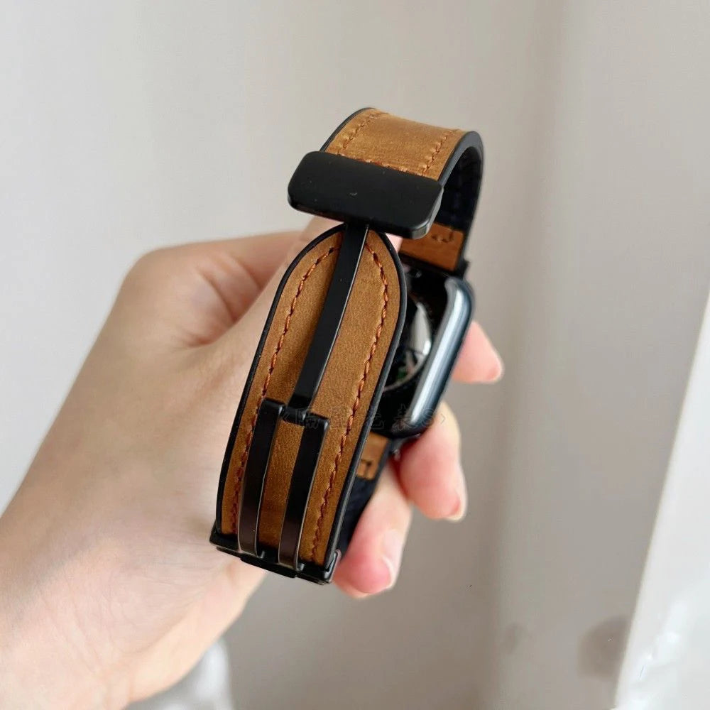 Google Pixel Watch 5, 4 and 3 Leather and Silicone Band, Magnetic Clasp — design detail