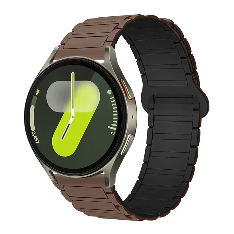 Polar Ribbed Magnetic Silicone Loop Band — Chocolate Brown / Black