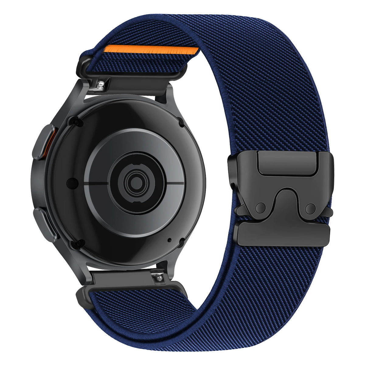 Motorola Moto Nylon Band with Metal Clasp and Orange Accent — Navy Blue