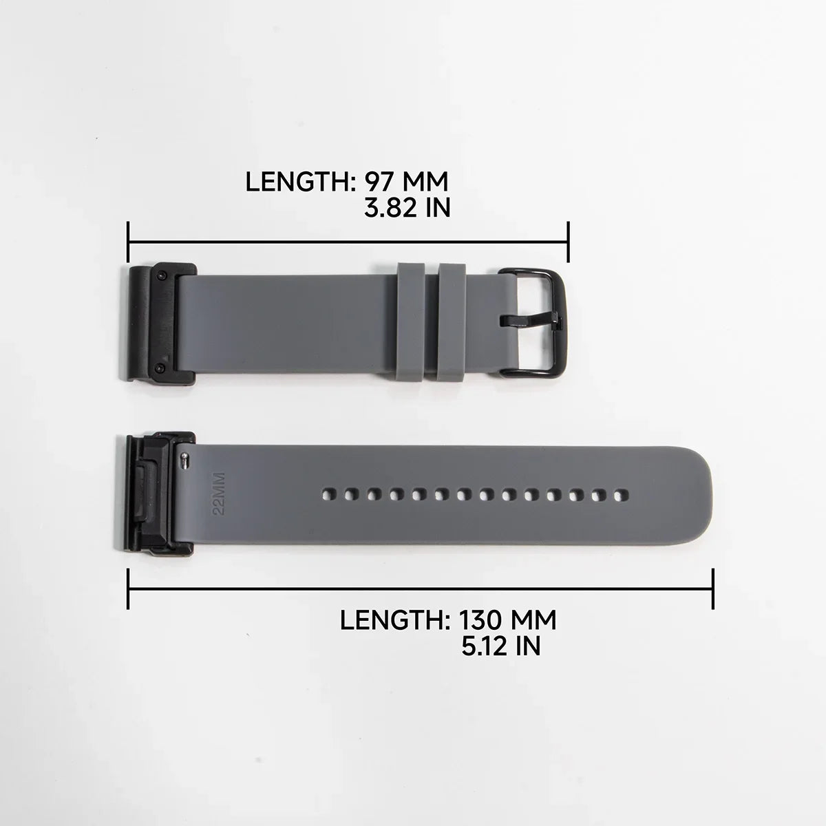 Garmin QuickFit Smooth Silicone Buckle Band silicone strap length diagram