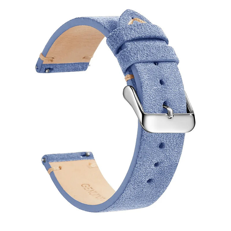 OnePlus Leather Quick Release Watch Band Strap for Smartwatch in blue with silver buckle.
