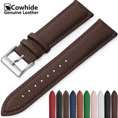 Garmin Grained Leather Band in dark brown with color dots