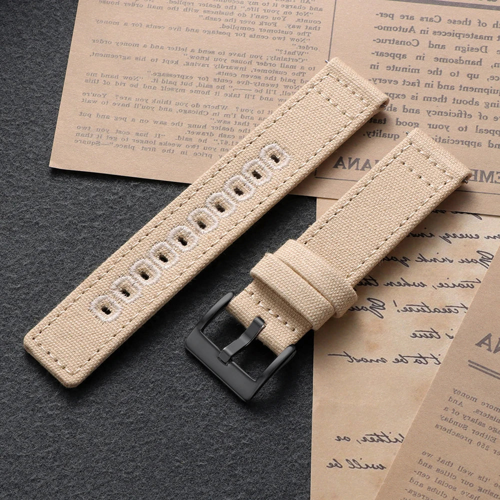 Garmin Stitched Canvas Nylon Band in Khaki with Black Buckle