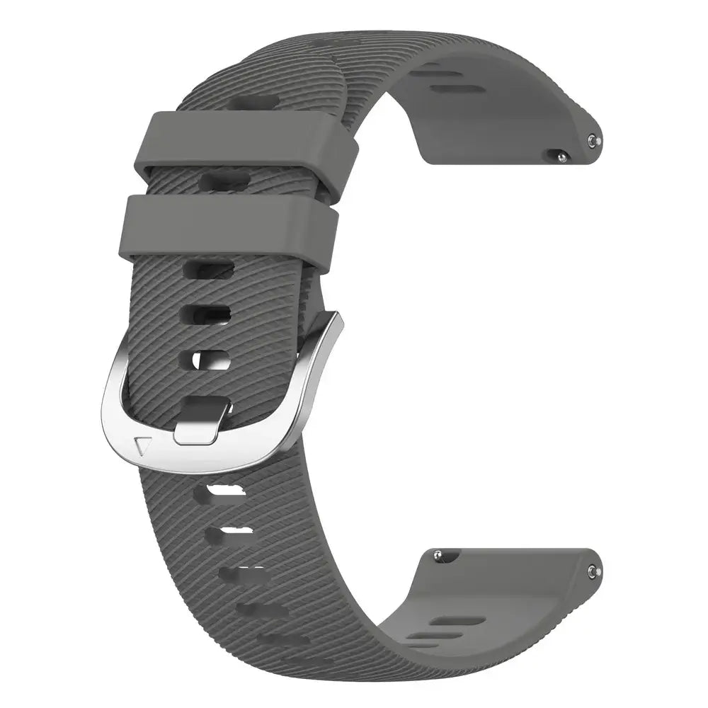 Amazfit Textured Silicone Sport Band in Solid and Two-Tone Colors — Dark Gray / Silver Buckle