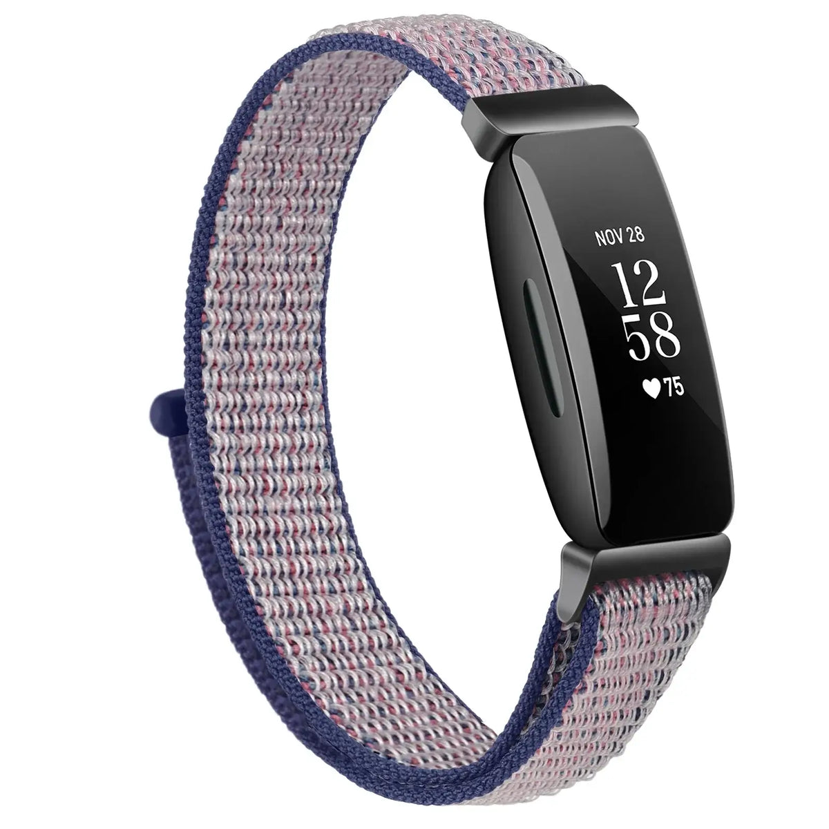 Fitbit Inspire 1/2/HR Nylon Hook-and-Loop Band - Mauve / Navy