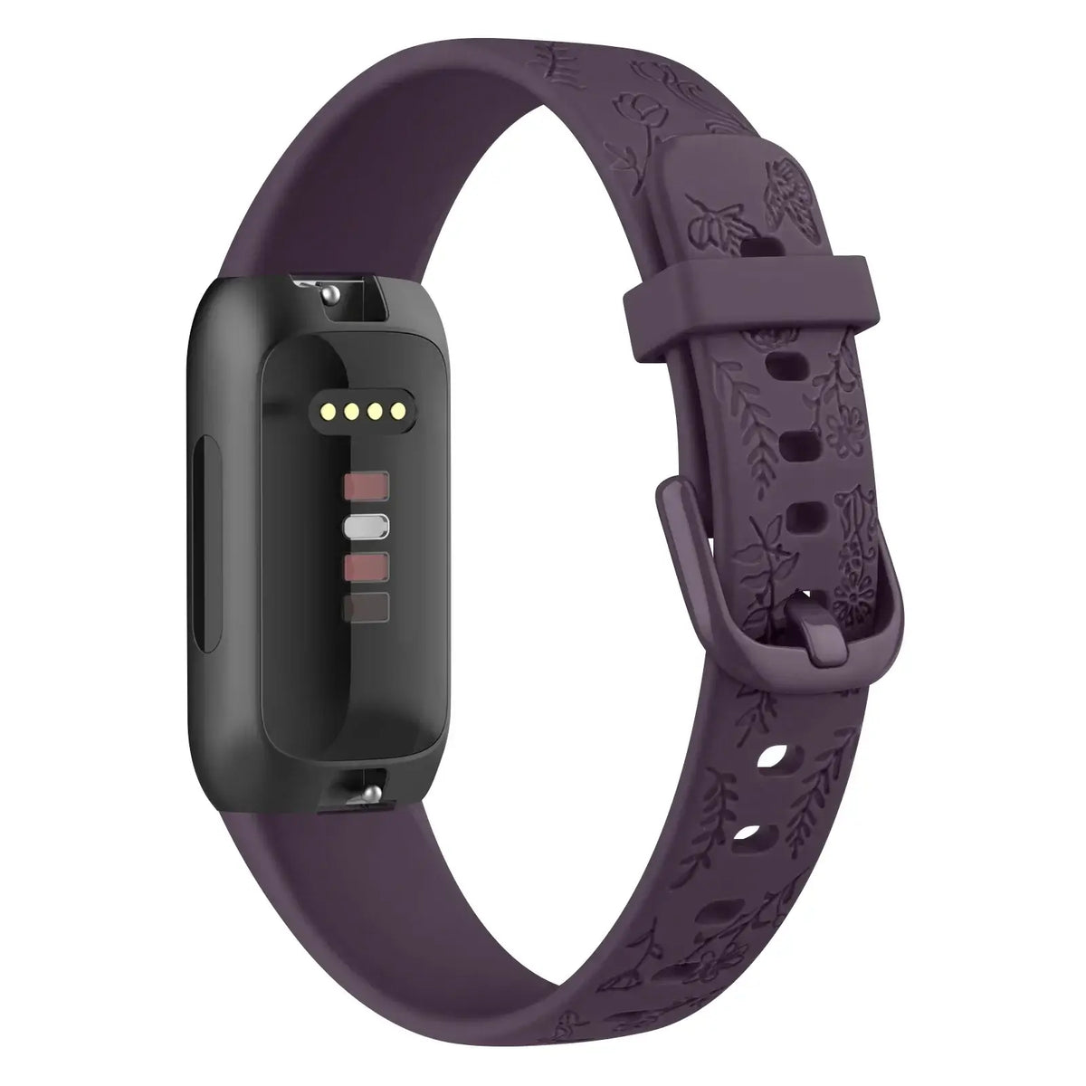 Fitbit Inspire 3 Floral-Engraved Silicone Band - Deep Purple