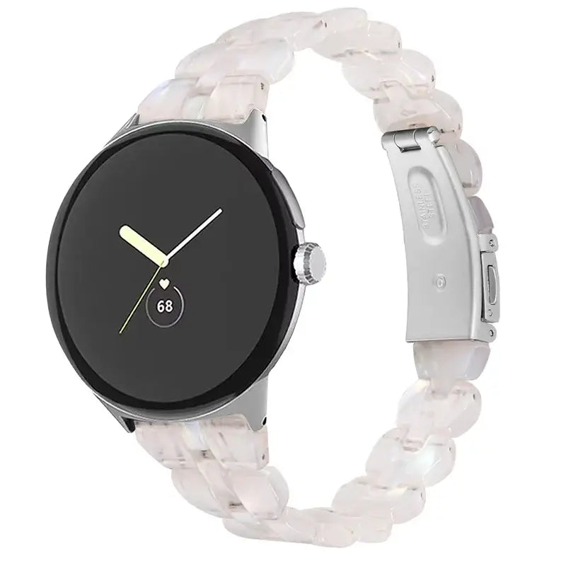 Resin Link Google Pixel Watch Bracelet in Pearl White