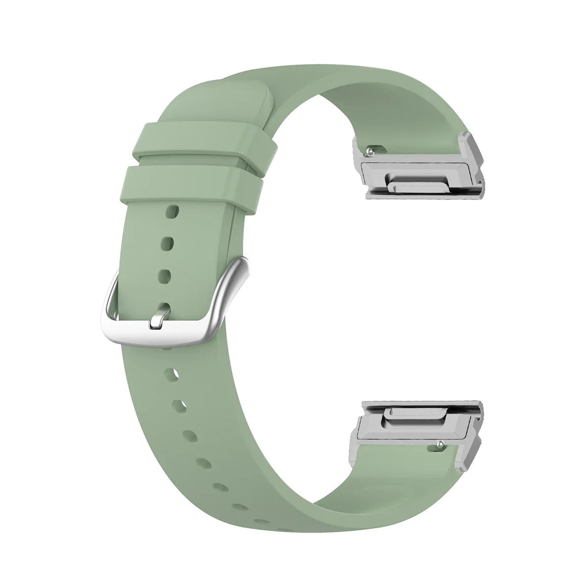 Garmin QuickFit Smooth Silicone Buckle Band in Sage Green / Silver