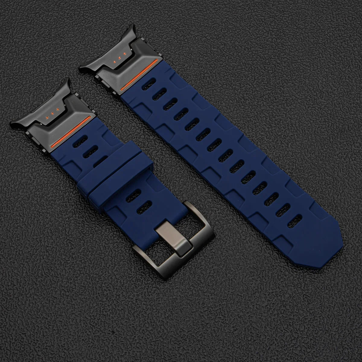 Samsung Galaxy Silicone Sport Watch Band - Ultra/Ultra2 No Gaps in blue black with gap-free design and durable silicone.