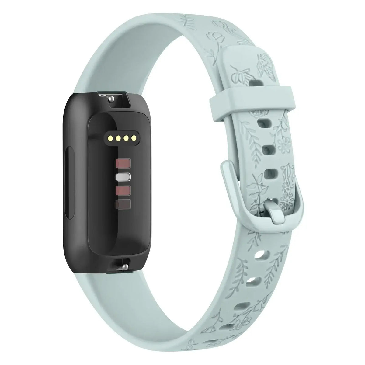 Fitbit Inspire 3 Floral-Engraved Silicone Band - Mint Green