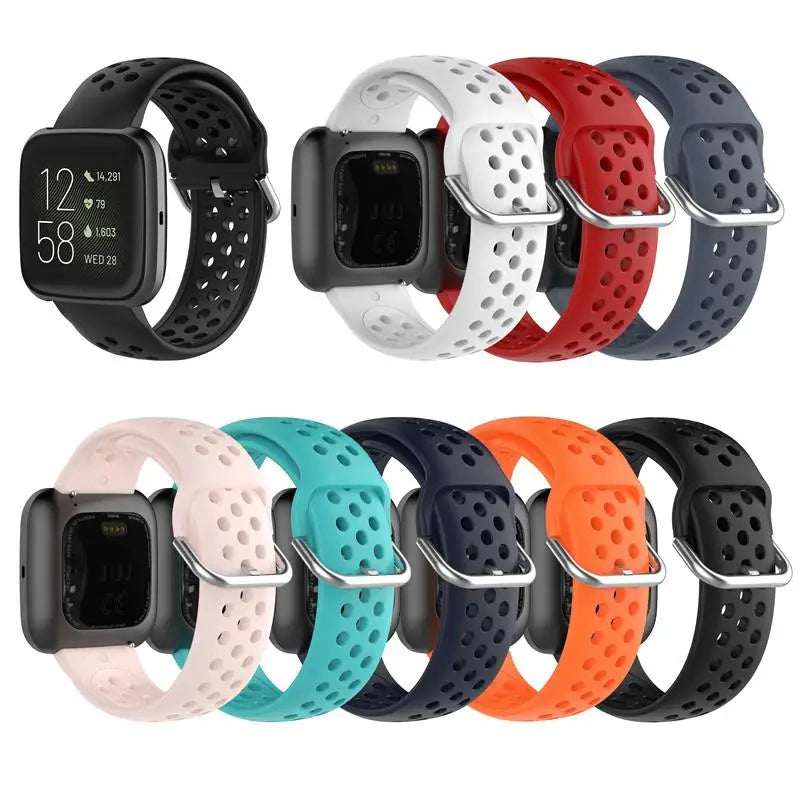 Fitbit Versa, Sense & Blaze Perforated Silicone Band - Color selection front and rear views