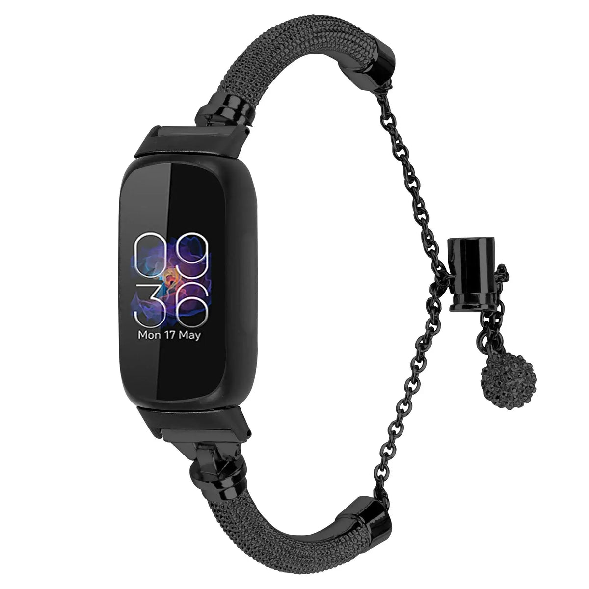 Fitbit Inspire 1/2/HR Mesh & Sliding-Chain Bracelet Band - Black