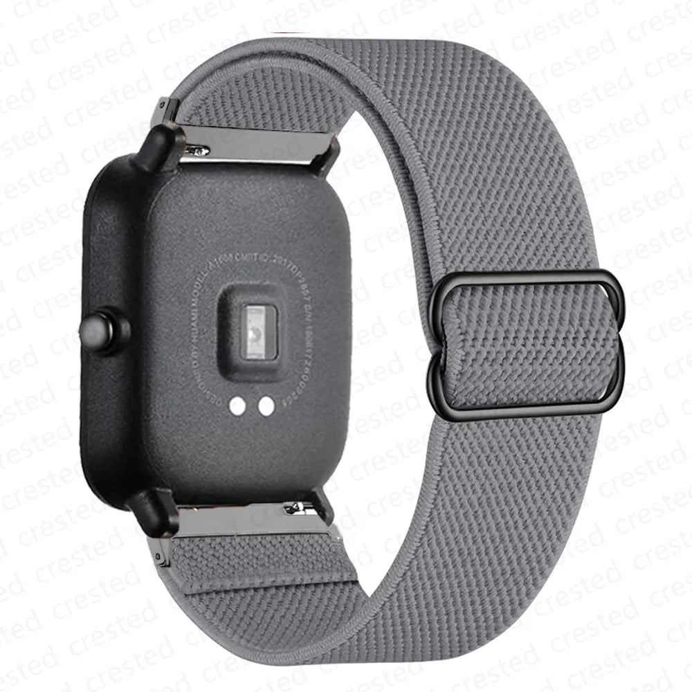 OnePlus Smartwatch Nylon Loop Band - Breathable Sport Wrist Strap in grey with a soft elastic fabric design.