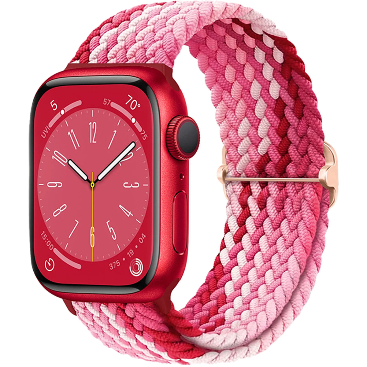 Stretch Braided Nylon Apple Watch Loop with Slider in Pink / Red Stripe