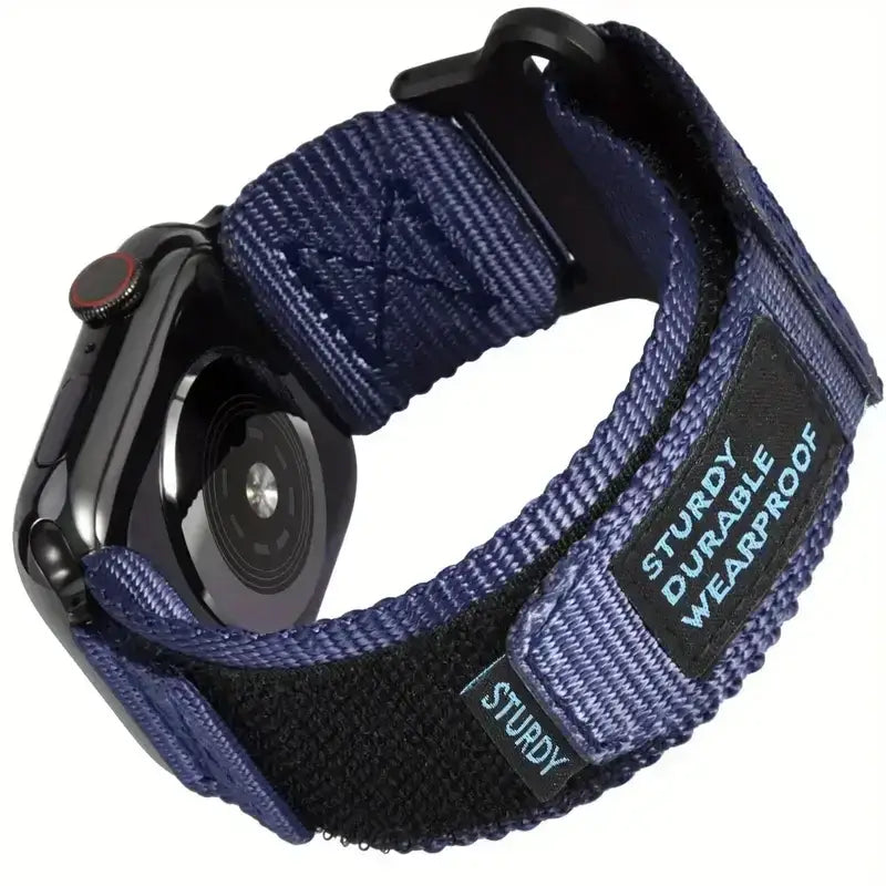 Navy Blue utility nylon Apple Watch band with hook-and-loop fastening