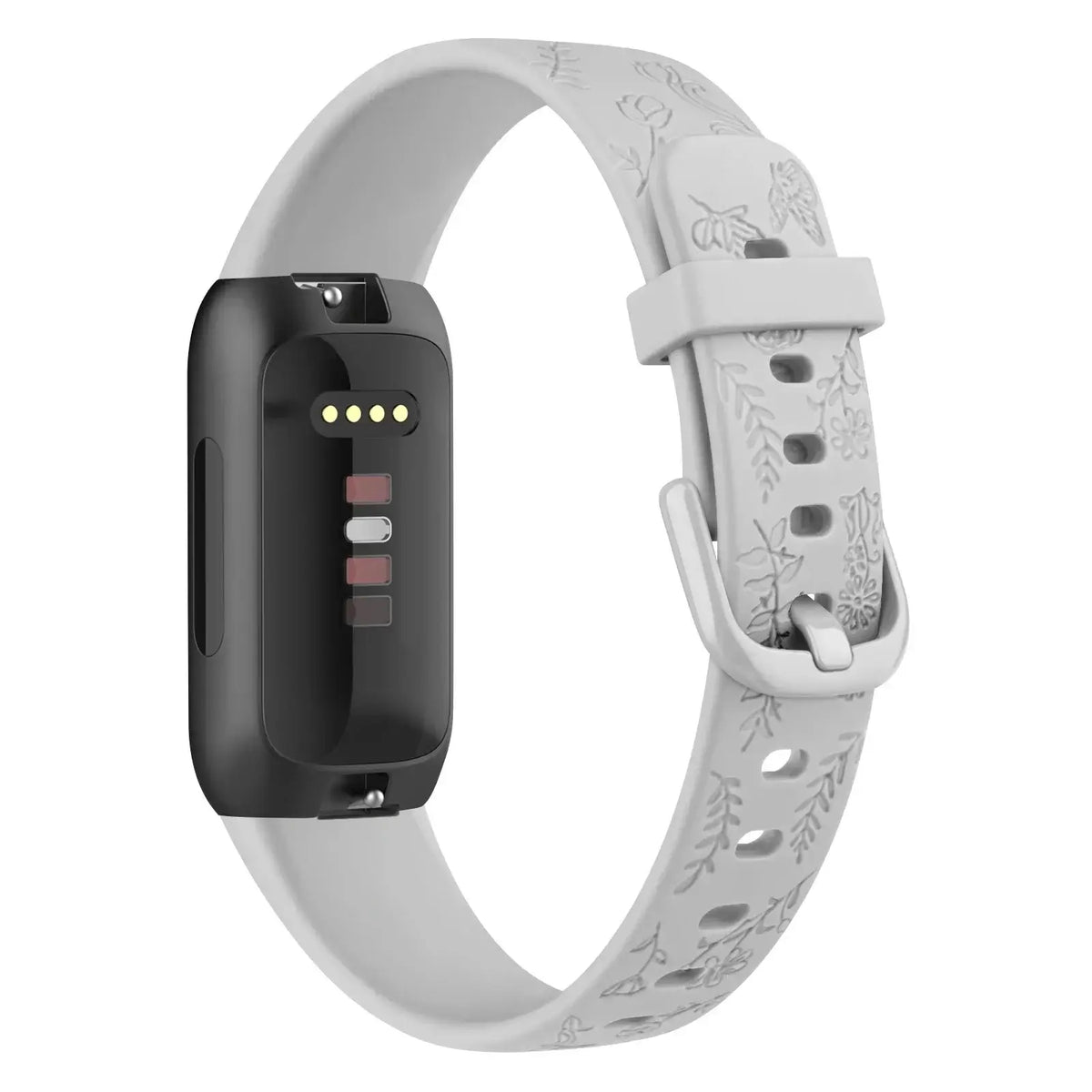 Fitbit Inspire 3 Floral-Engraved Silicone Band - Light Gray