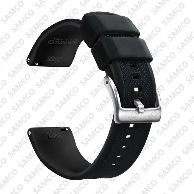 Amazfit Textured Silicone Band with Buckle Choices — Black / Silver Buckle