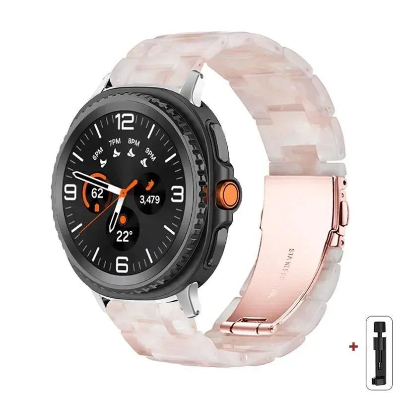 Samsung Galaxy Resin Link Watch Band - Tortoise Women Watch8/Watch8 Classic/Watch9 Ultra/Ultra2 with sleek design