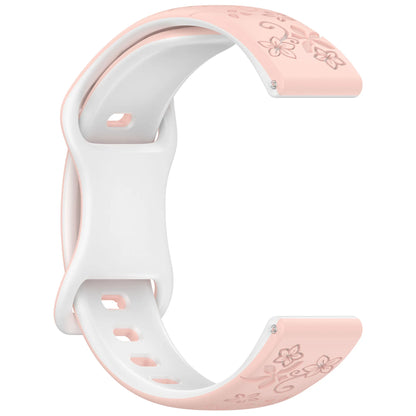 Garmin Floral Engraved Silicone Band in Pink and White
