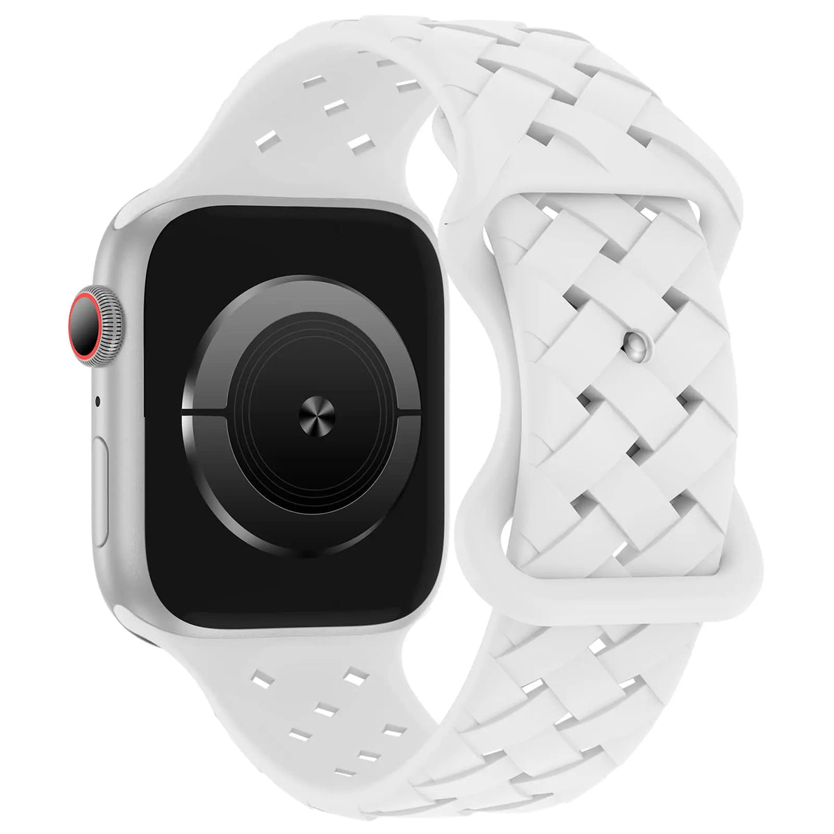 Basket Weave Silicone Apple Watch Band in White