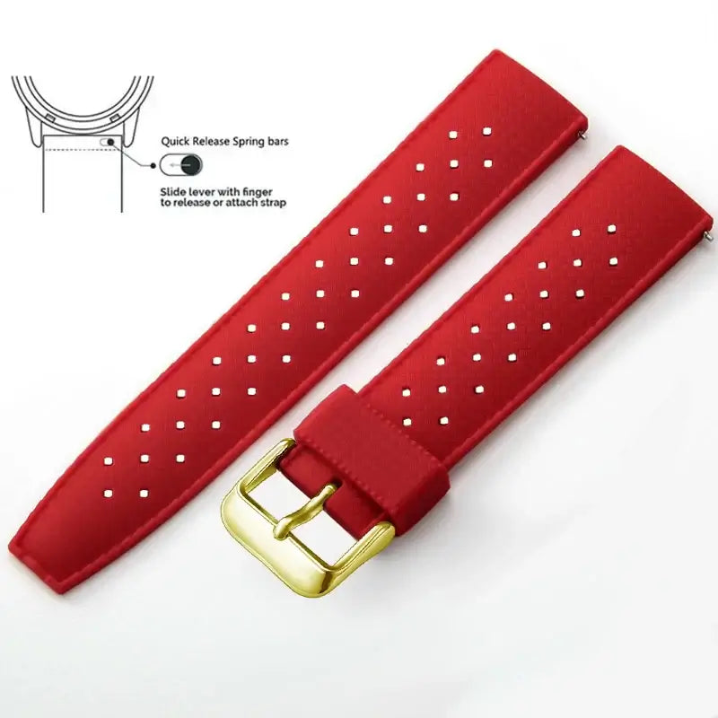 Tropic Silicone Band for Amazfit – Red / Gold Buckle (Option 3)