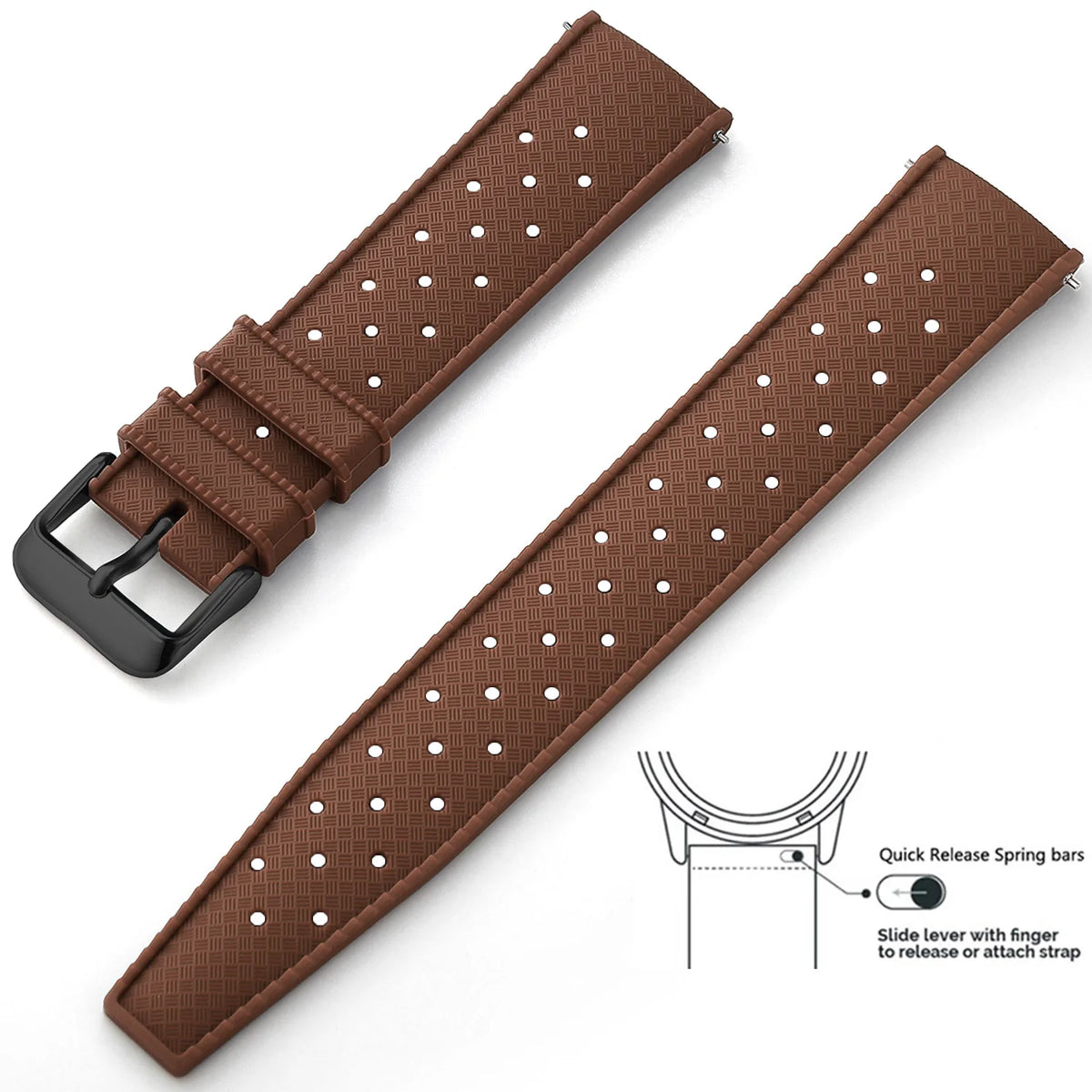 Tropic Silicone Band for Motorola Moto — Brown / Black Buckle