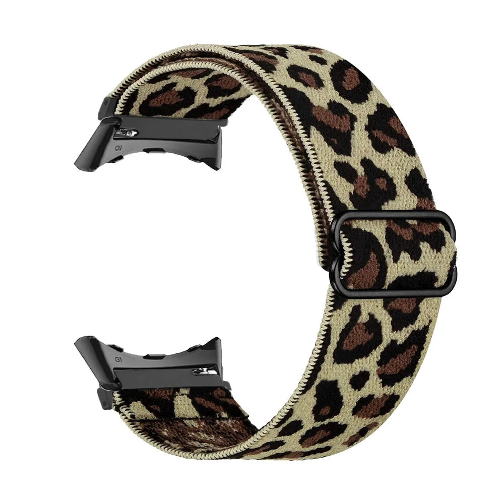 Beige Leopard Google Pixel Watch 5, 4 and 3 41mm Elastic Nylon Band, 31 Patterns