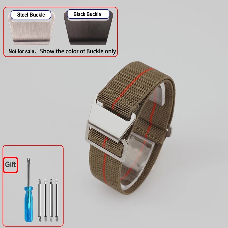 Polar Elastic Nylon Parachute Watch Band — Green / Red
