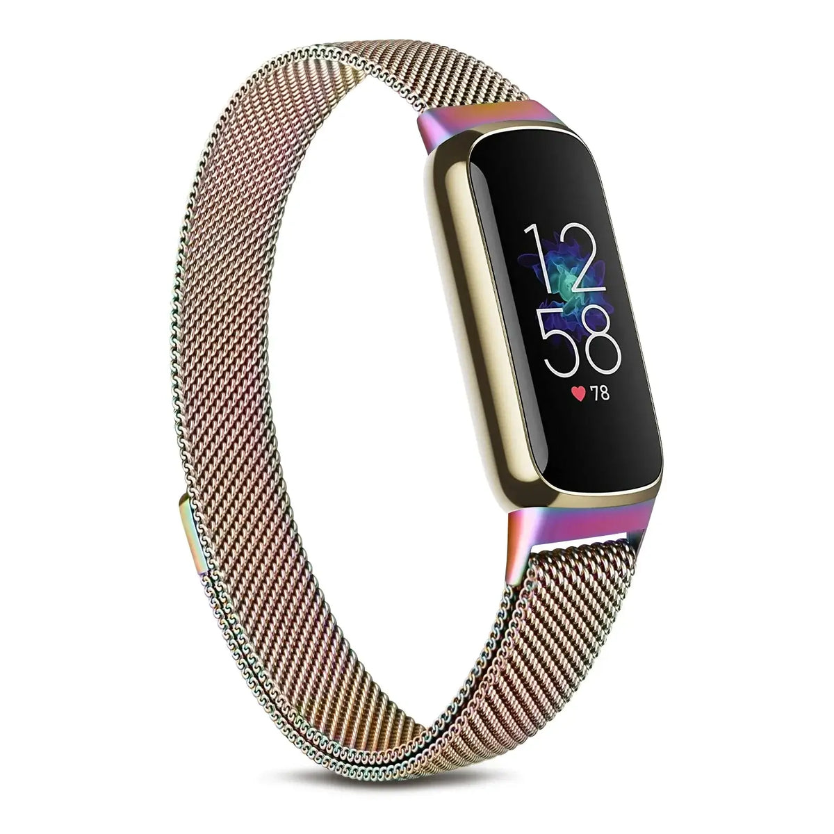 Fitbit Luxe Magnetic Stainless Steel Mesh Band - Iridescent Rainbow