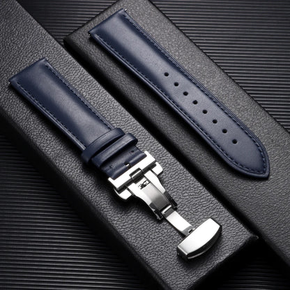 Garmin Leather Butterfly Clasp Band in Navy Blue