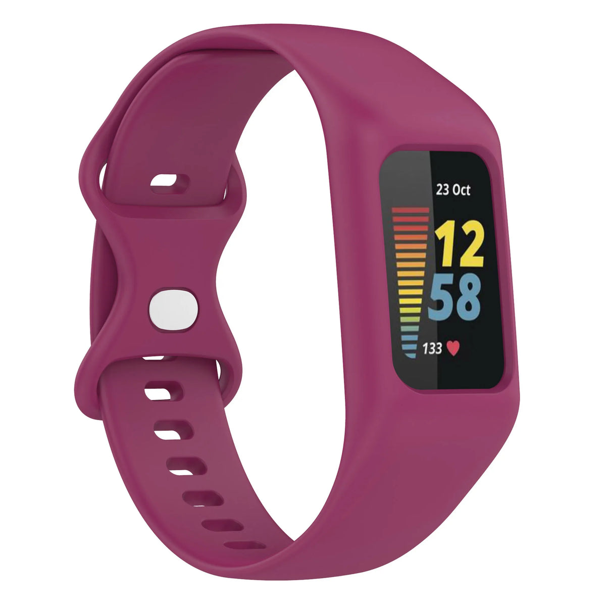 Burgundy Fitbit Charge 5 and 6 Silicone Sport Band with Built-In Case