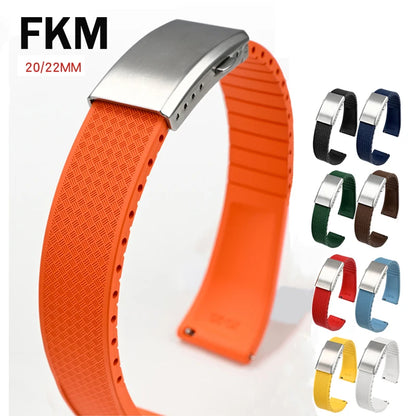 Garmin FKM Rubber Band in orange with folding clasp and color options
