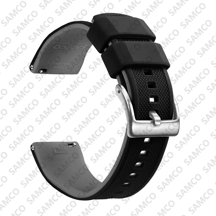 Polar Textured Silicone Band with Buckle Choices – Black / Gray / Silver Buckle