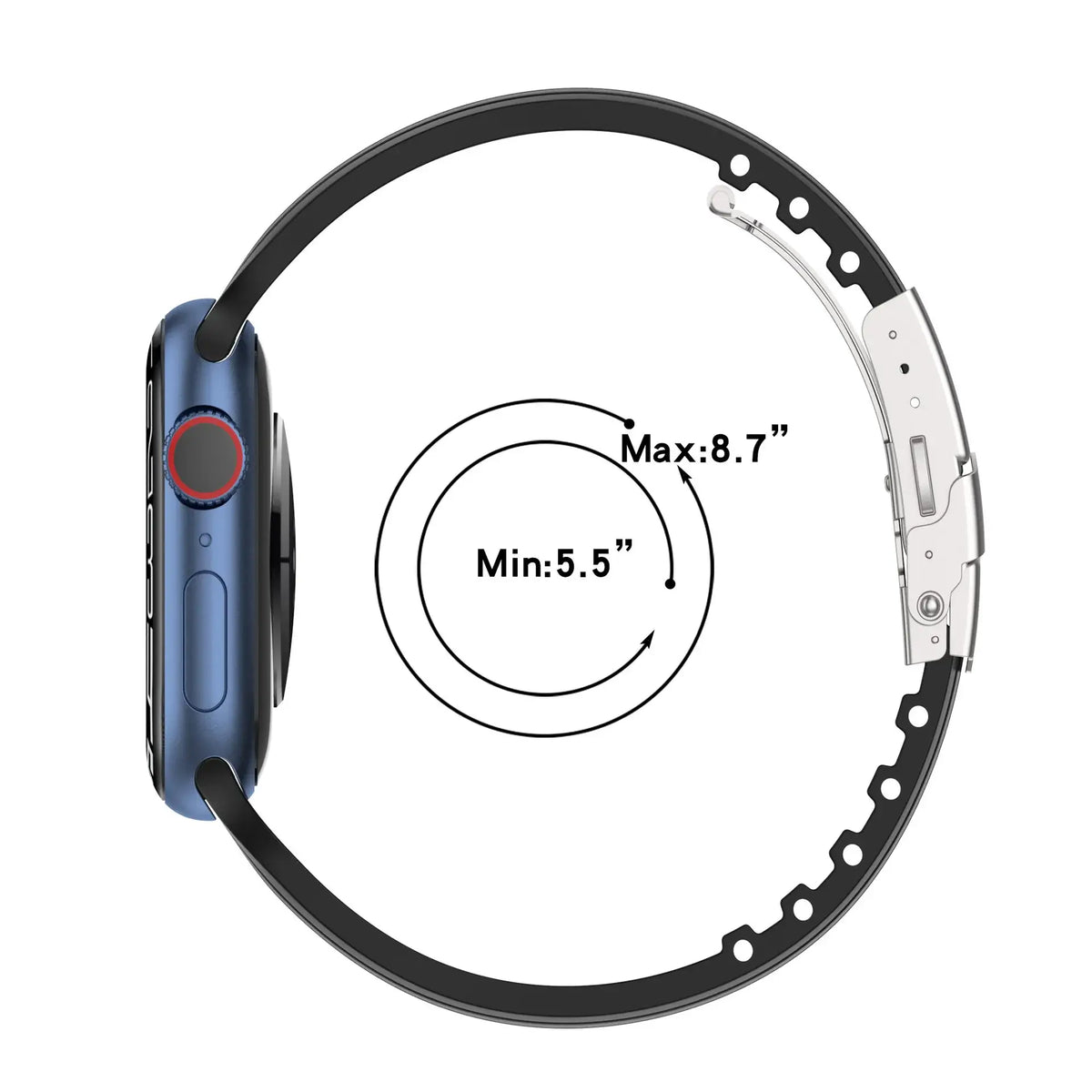 Wrist measurement guide for grooved silicone Apple Watch band