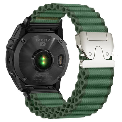 Green / Starlight Garmin QuickFit 20/22/26mm Parachute Nylon Band with Hook Buckle
