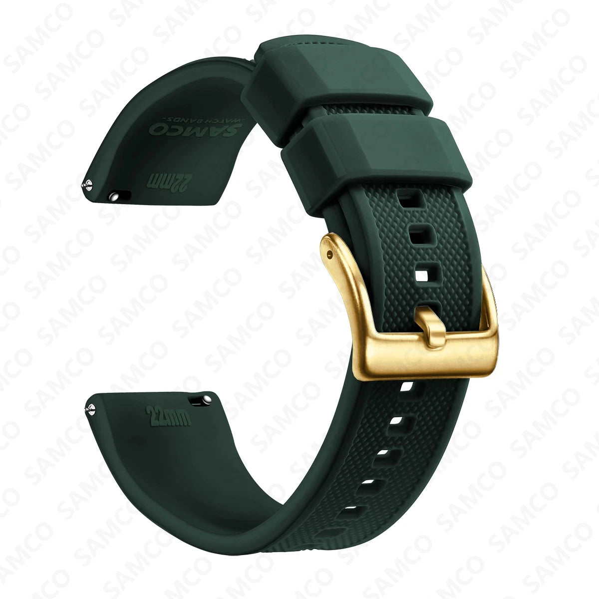 Polar Textured Silicone Band with Buckle Choices – Forest Green / Gold Buckle