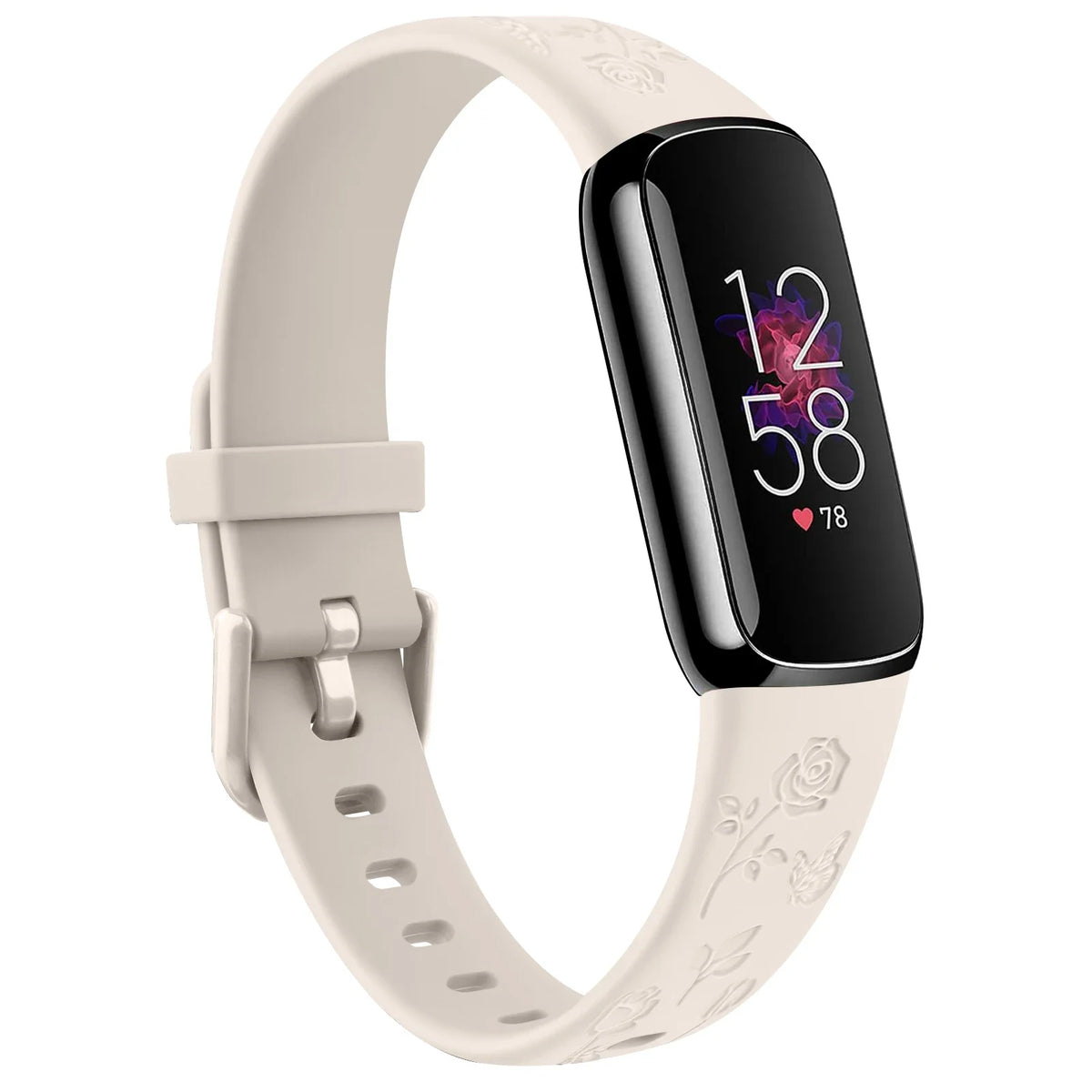 Fitbit Luxe Floral-Engraved TPU Band - Cream