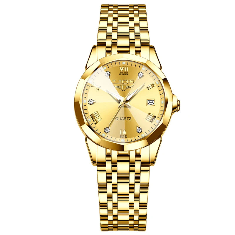 Women's 25mm Sunburst Dial Quartz Bracelet Watch — Gold Tone / Gold Dial