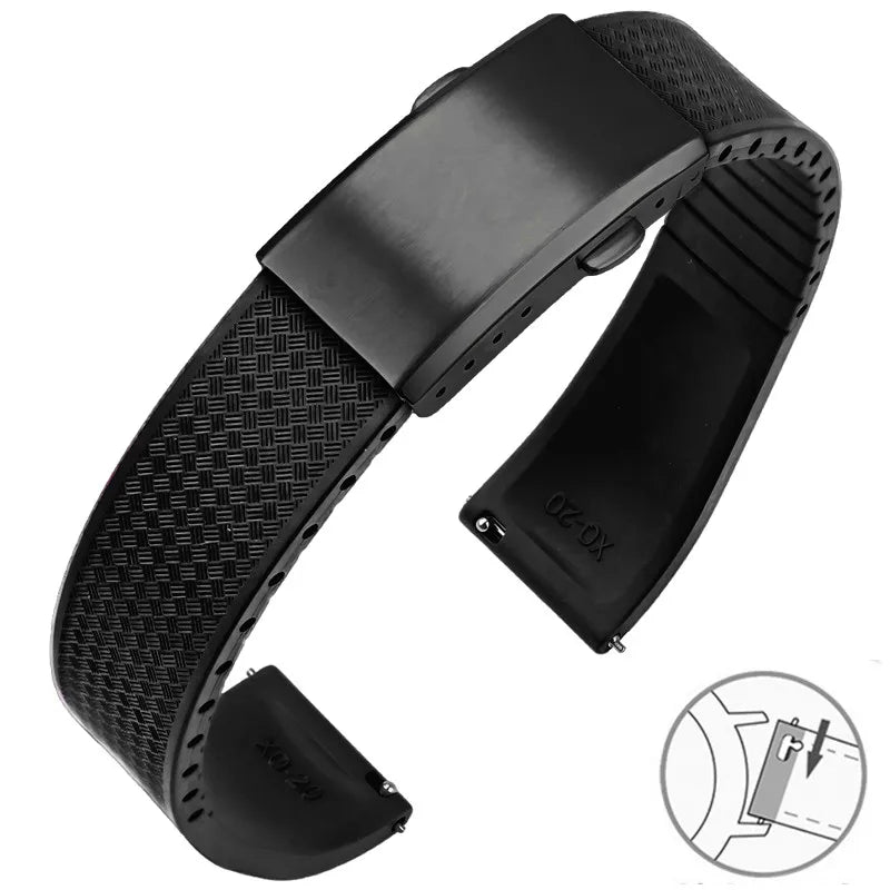 Garmin FKM Rubber Band in Black with Black Clasp