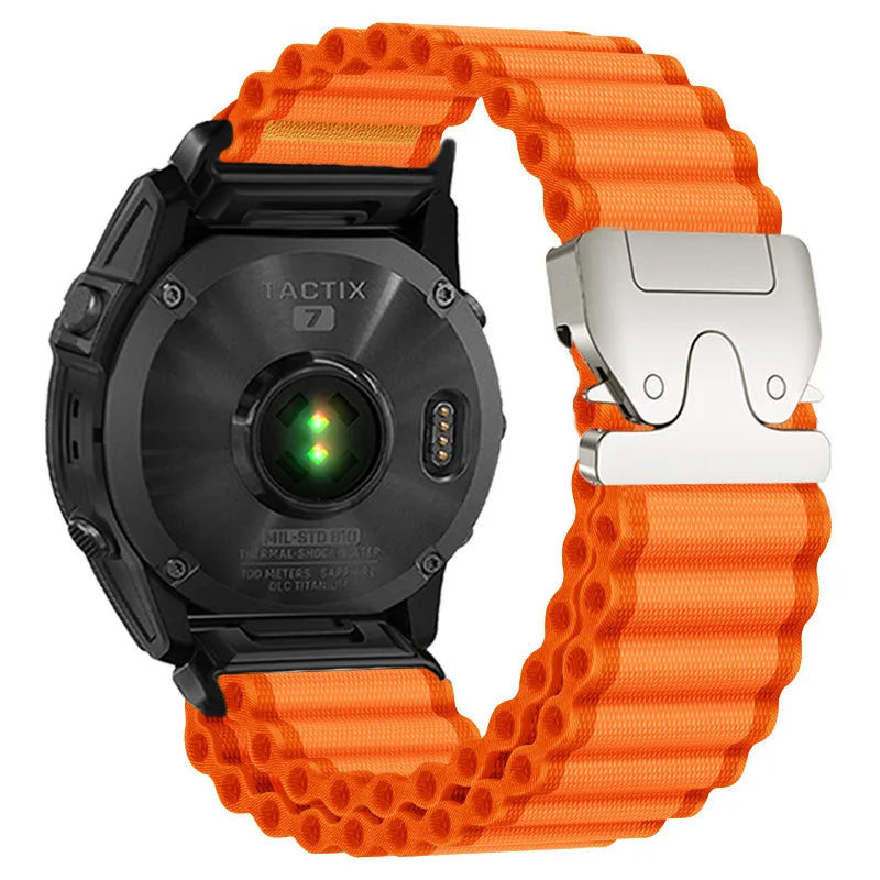 Orange / Starlight Garmin QuickFit 20/22/26mm Parachute Nylon Band with Hook Buckle