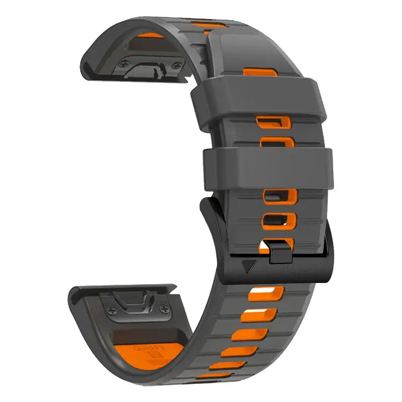 Garmin QuickFit Two-Tone Silicone Sport Band in Charcoal / Orange