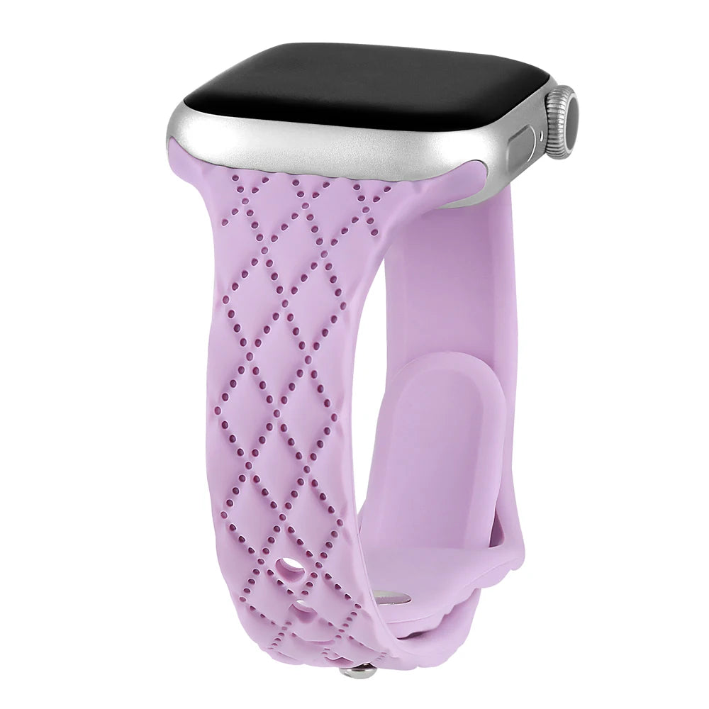 Diamond-Pattern Slim Silicone Apple Watch Band in Lilac