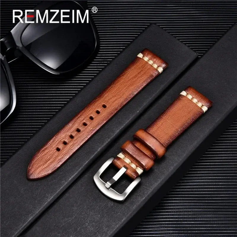 Suunto Textured Leather Band with Accent Stitching - Cognac