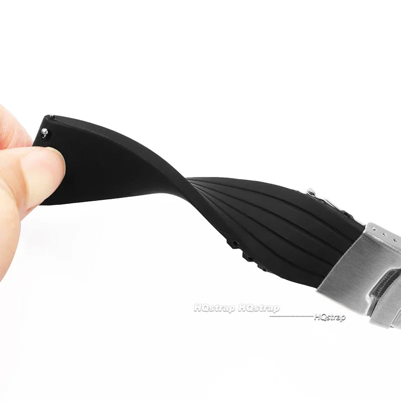 Silicone Folding Clasp Band for Motorola Moto — Flexible black silicone strap detail