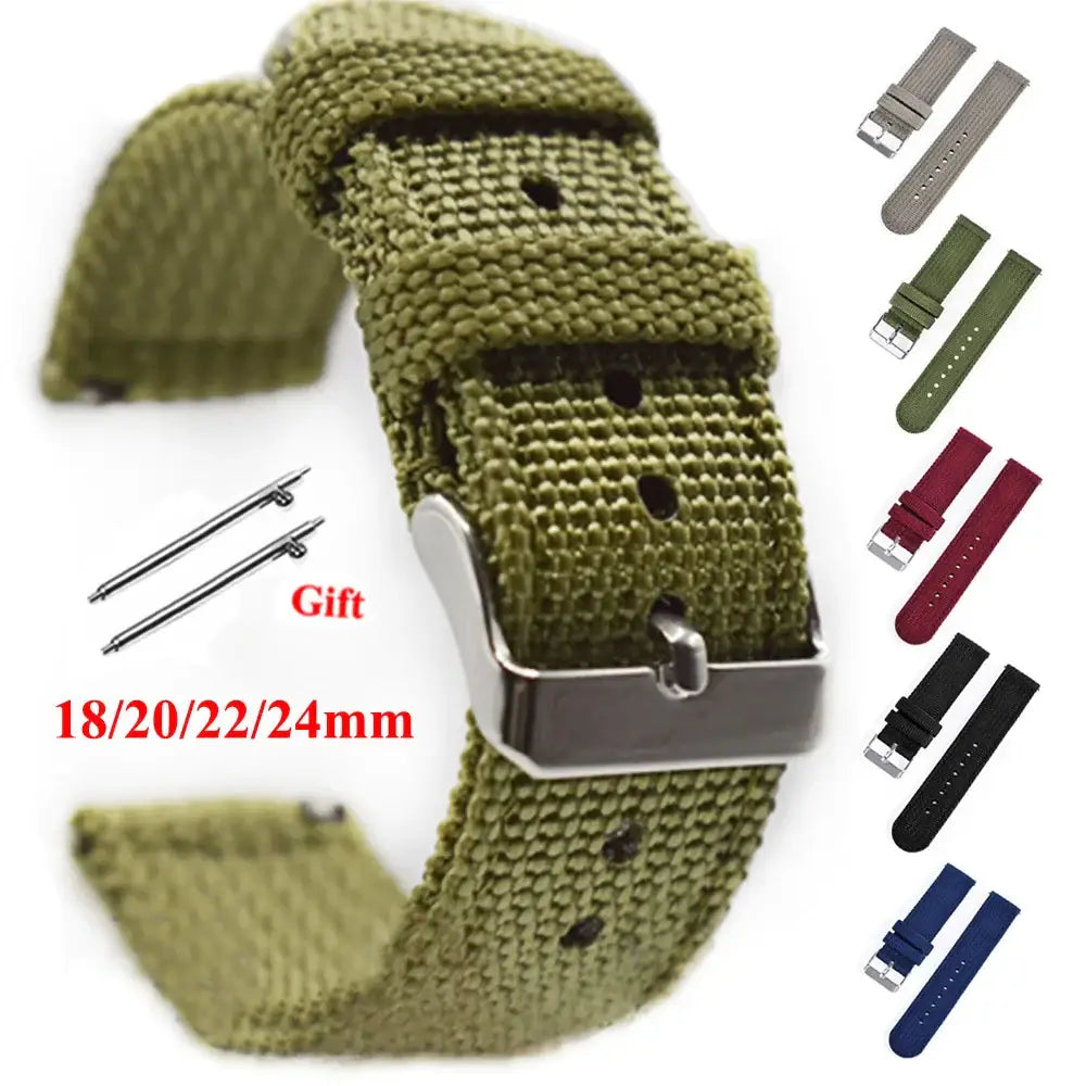 Olive nylon band with color previews for compatible Huawei watches