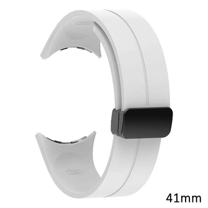 Light Grey - Pixel Watch 1-2-3-4-5 (41mm) Google Pixel Watch 5, 4 and 3 Silicone Band, Magnetic Folding Buckle