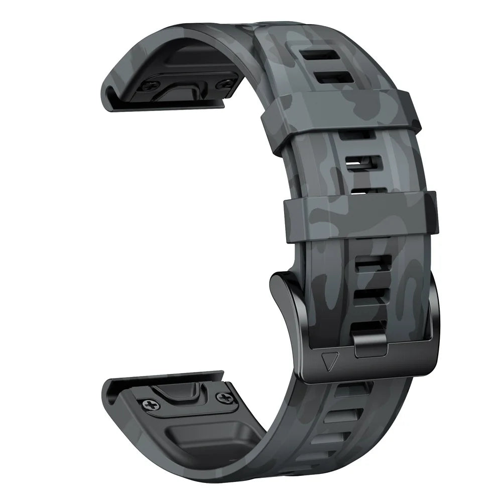 Dark Gray Camo Garmin QuickFit 22/26mm Silicone Band, Camo and Solid Colors