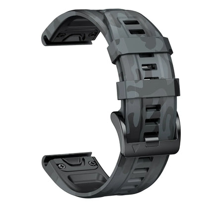 Dark Gray Camo Garmin QuickFit 22/26mm Silicone Band, Camo and Solid Colors